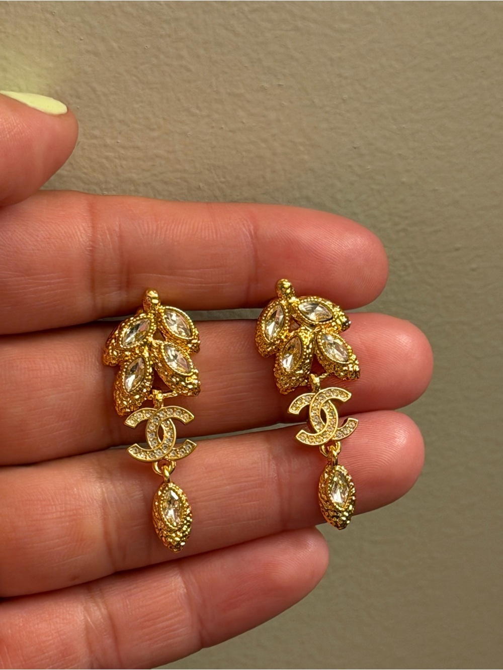 Chanel Gold Leaf Drop Earrings Upcycled